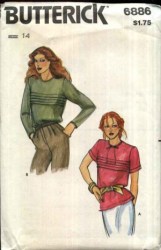 6886 70s SS-LS TUCK BACK BUTTON  BLOUSE PATTERN 10
